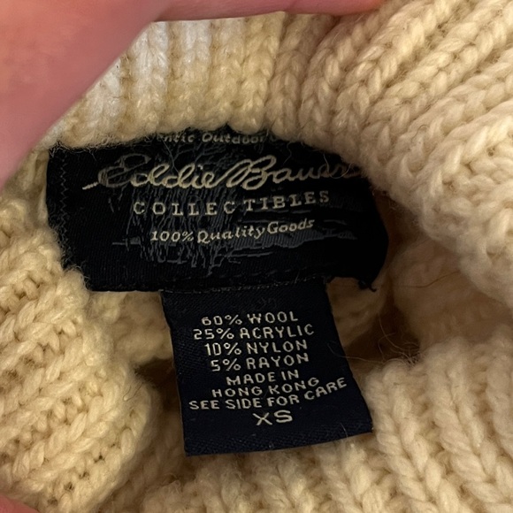 Eddie Bauer wall Argyle fisherman knit turtleneck sweater - Picture 6 of 6